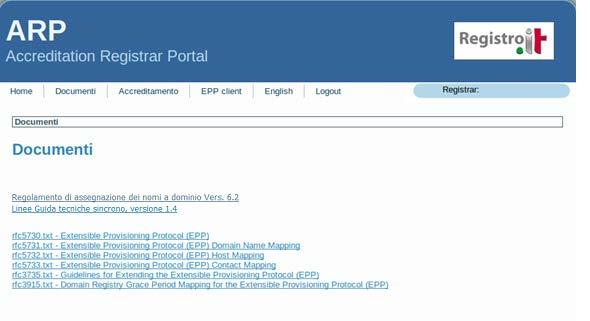 I documenti propedeutici relativi al protocollo EPP in generale e relativi alla politica di registrazione e gestione dei nomi a dominio nel cctld.