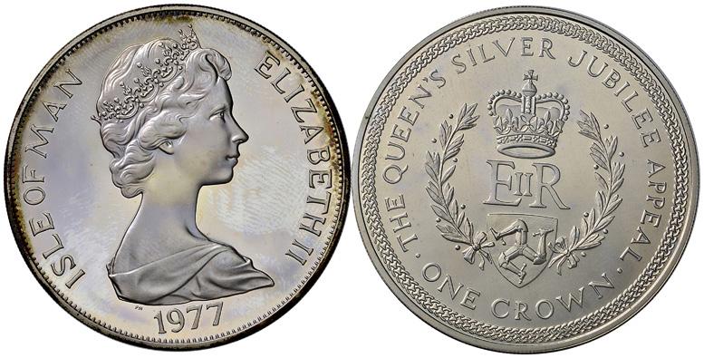 28,28 15 557. Lotto di 2 monete in Ag Corona 1976 KM.