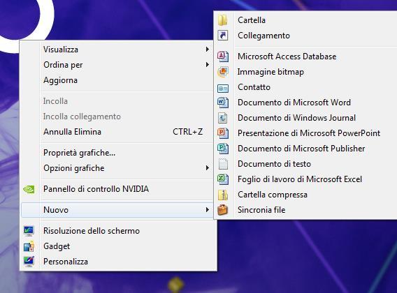 - Desktop - Tasto destro del mouse COME CREARE UNA NUOVA CARTELLA - Tasto