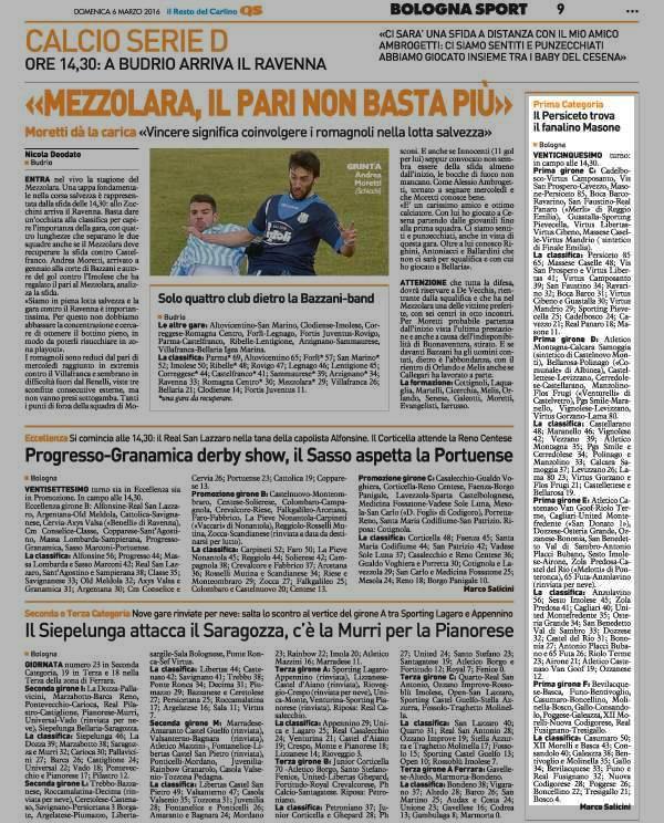 Pagina 9 Sport Prima Categoria Il Persiceto trova il fanalino Masone Bologna VENTICINQUESIMO turno: in campo alle 14,30.