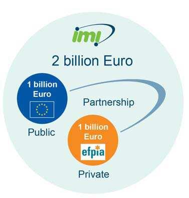 IMI: esempio di Joint Technology Initiatives Budget: 2 billion Euro (1 da EC, 1 da EFPIA) La piu grande public private partnership in life sciences del mondo La EC finanzia