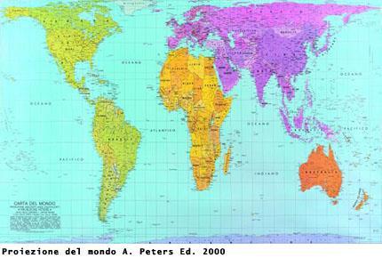 PLANISFERO DI PETERS In polemica con il planisfero eurocentrico di Mercatore, Arno Peters, intellettuale tedesco, elaborò nel 1973 un nuovo planisfero afrocentrico.