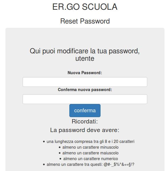 Per poter avviare il reset della password è necessario cliccare su Clicca qui.