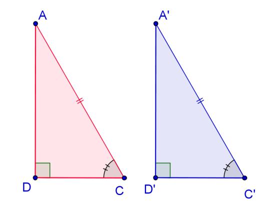 Questo criterio è valido per il I criterio di congruenza, l angolo compreso è sottinteso sia quello di 90. Due triangoli rettangoli sono congruenti se hanno congruenti un cateto e l angolo adiacente.