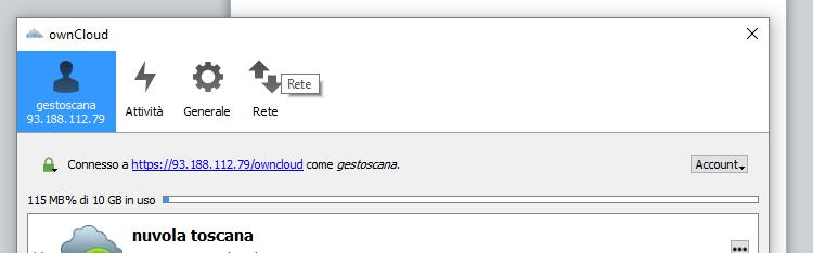 SICRONIZZAZIONE CARTELLE Utilizzando un client Windows di owncloud,che trovate nel download, è possibile