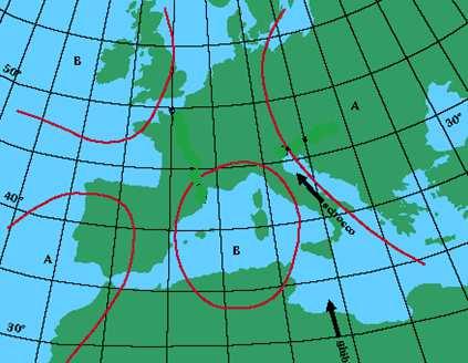 Lettura della carta meteo - Scirocco sull Adriatico Lo scirocco vento del II quadrante (135 ) si trova il più delle volte a percorrere 800 1000 Km di mare aperto nel Tirreno e in Adriatico senza