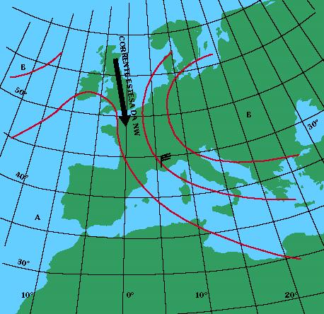 Lettura della carta meteo - Maestrale I francesi lo chiamano Mistral ed è un flusso d aria fredda da NW di origine atlantica che si incanala tra i