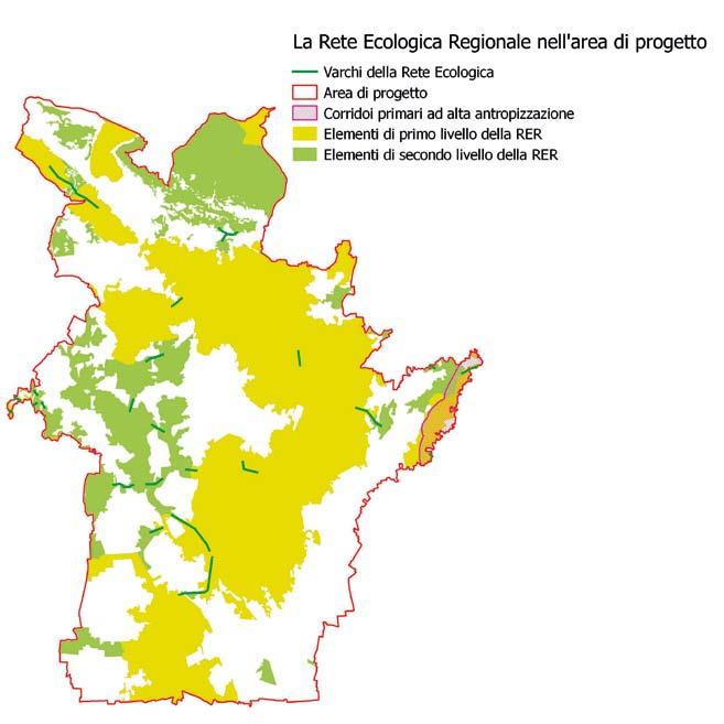 Cartografia semplificata della Rete Ecologica Regionale RER