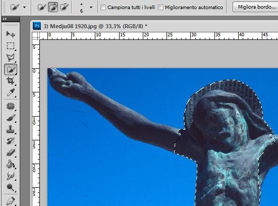 RITOCCARE LE IMPERFEZIONI - 1 a) SELEZIONARE PARTI DELL IMMAGINE: - STRUMENTO SELEZIONE RAPIDA Migliora bordo Selezione rapida