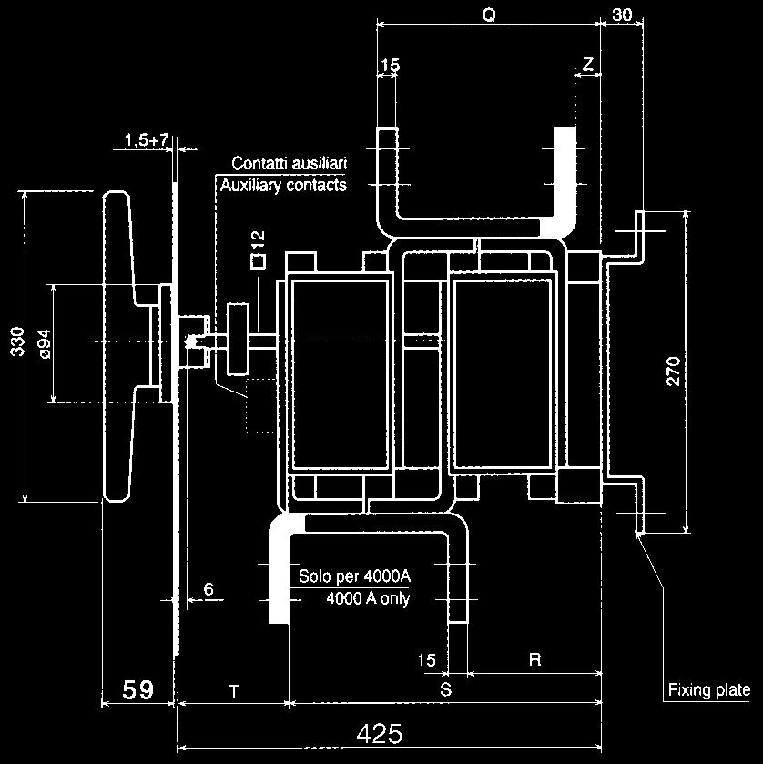 CNP \H commutatori orizzontali DA 2500a A 6300a horizontal change-over switches from 2500a to 6300a DNP \H deviatori orizzontali DA 2500a A 6300a horizontal deviators change-over switches from 2500a