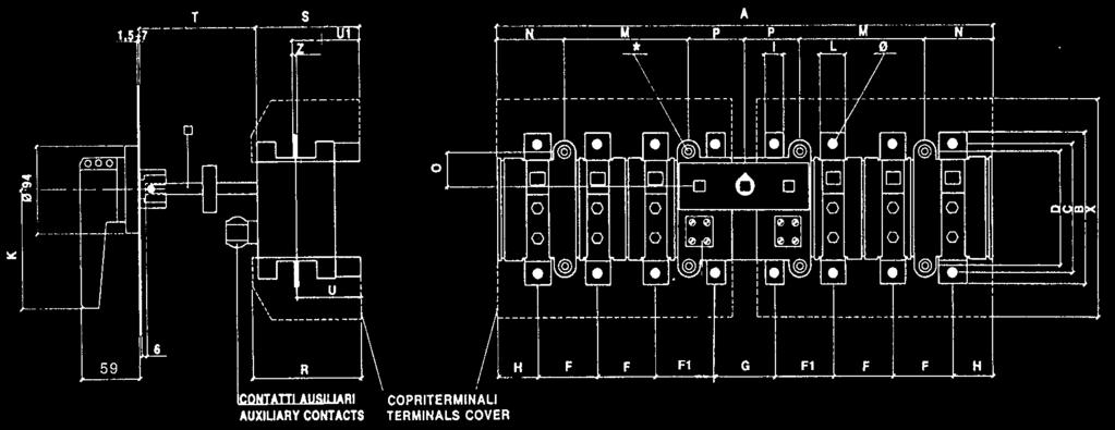 CNP \H commutatori orizzontali horizontal change-over switches DNP \H deviatori orizzontali horizontal deviators change-over switches CNP \H (II-0-I positions) DNP \H (II-I positions) codici per