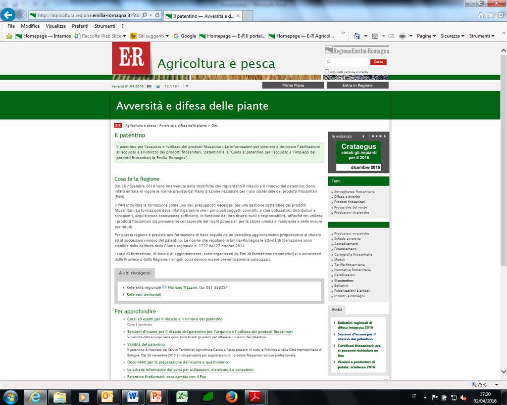 Formazione sito web - patentino http://agricoltura.