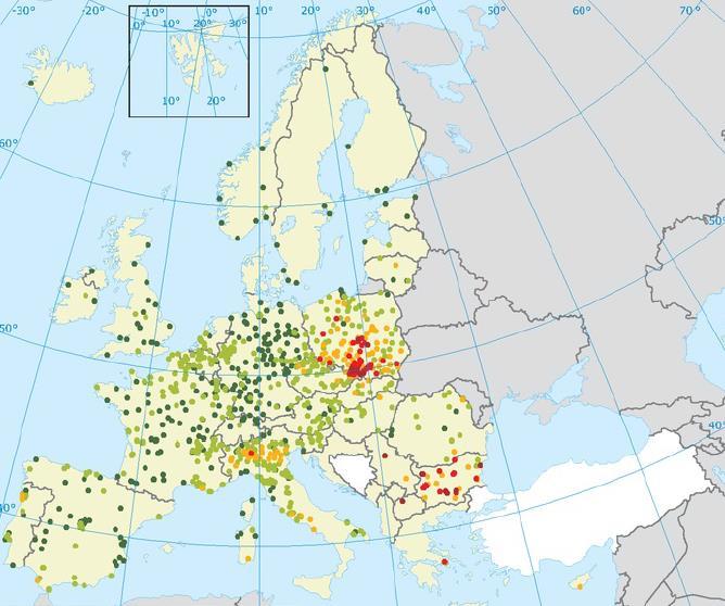 QUALITA DELL ARIA CONTESTO EUROPEO PM 10 medie annue in stazioni