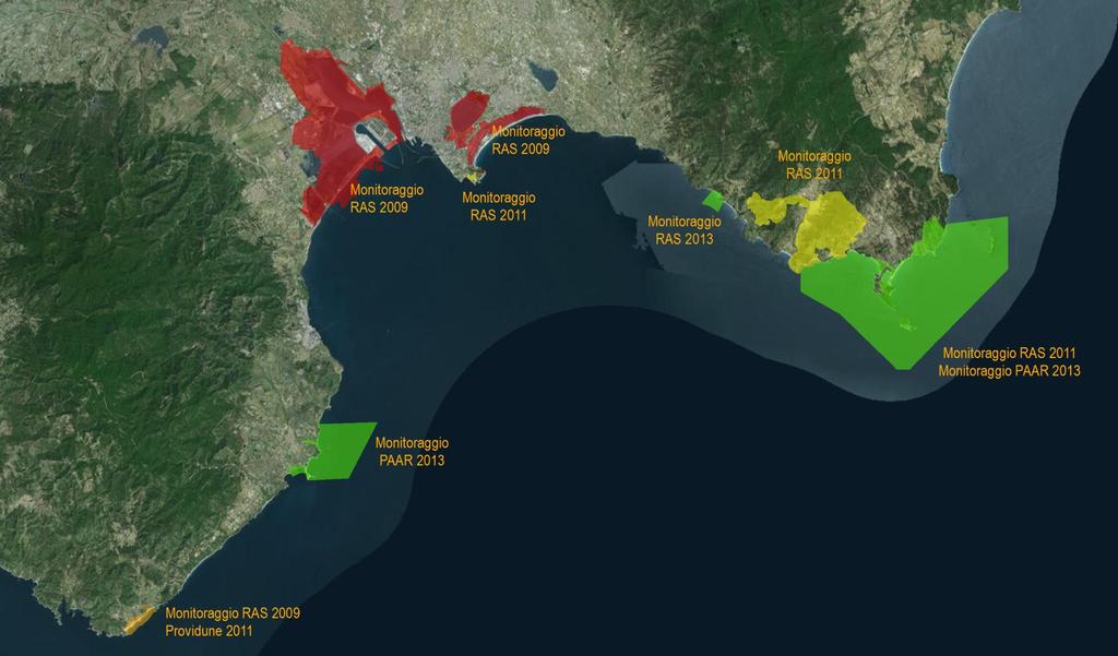 I monitoraggi regionali nel Golfo di Cagliari Monitoraggio RAS 2009: habitat terrestri e specie (rilievi parziali) Monitoraggio RAS