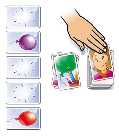Se sulla carta azione è raffigurata la mamma, il giocatore può scoprire nuovamente uno dei palloncini precedentemente coperti.
