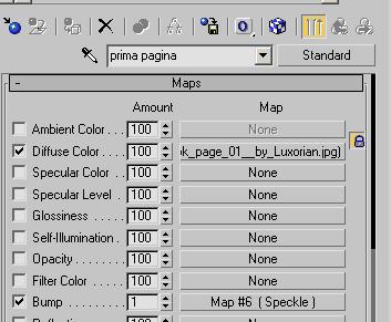 Adesso facciamo clic sul pulsante. Ecco come dovrebbe comparire il pannello relativamente alle voci Maps/Diffuse Color e Maps/Bump.