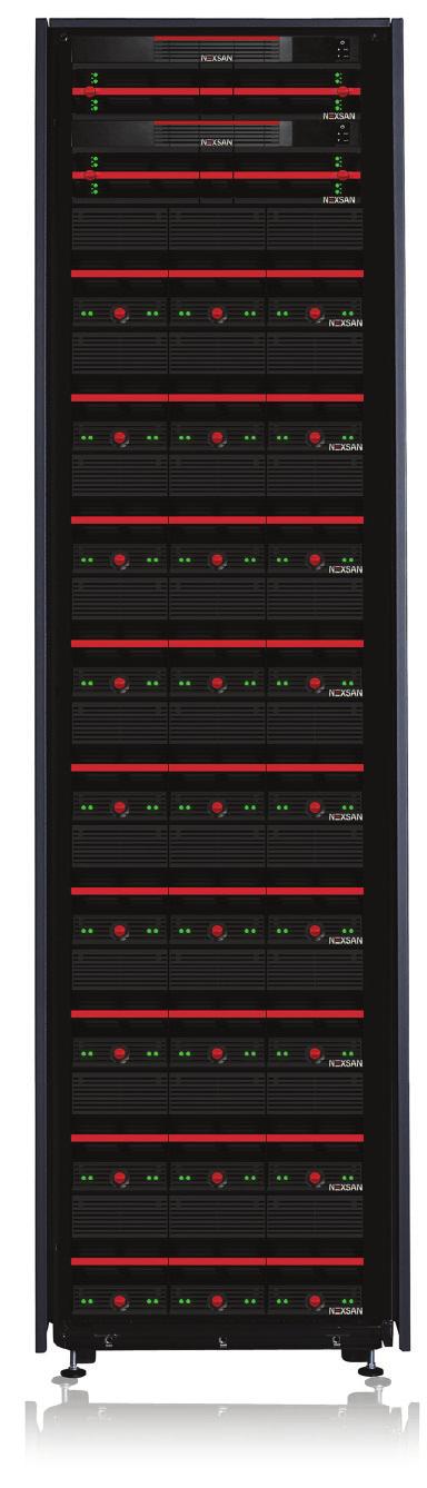 CONNETTIVITÀ I dati riportati si riferiscono a un solo controller NST6000 da 2 unità eccetto dove Figura 2 con array di archiviazione SAS Nexsan E-Series in un rack da 42 unità.