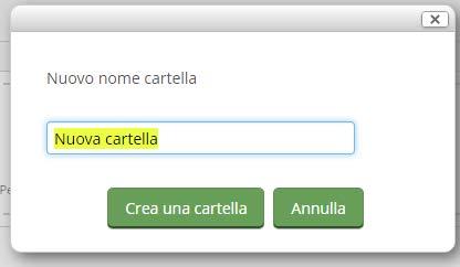 Si aprirà la seguente finestra: Digitare quindi il nome della cartella e cliccare su Crea una cartella (ad es.