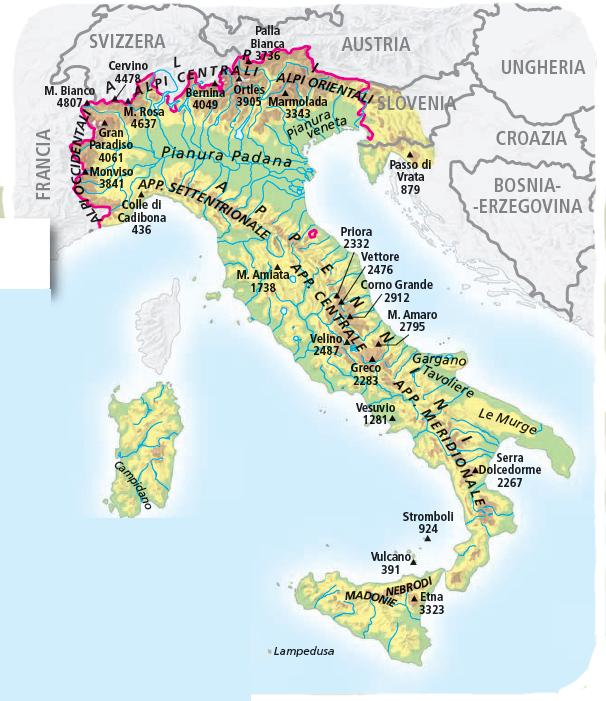 Le montagne d'italia: gli Appennini La catena appenninica si divide, da nord verso sud, in Appennino settentrionale, Appennino centrale e Appennino meridionale.
