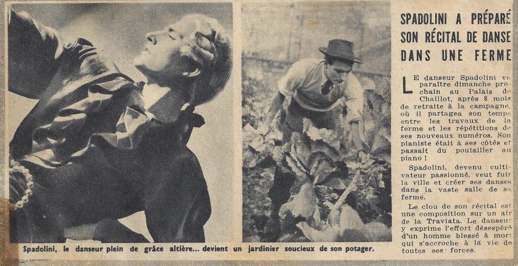 La foto viene pubblicata dalla rivista parigina Tout la Vie del novembre 1943 in occasione dello spettacolo di Spadò al Palais de Chaillot.