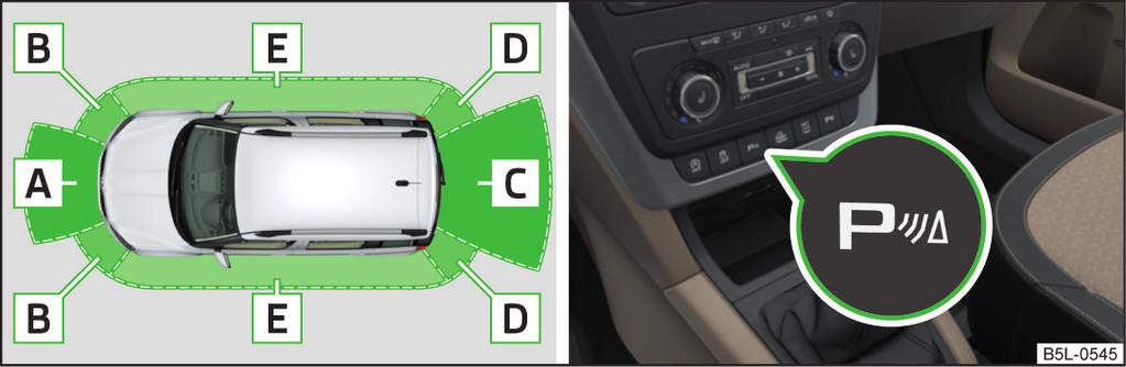 I suoni del sistema ausiliario di segnalazione per manovre di parcheggio possono essere regolati sul display MAXI DOT alla voce di menu Assistenti» pagina 32.