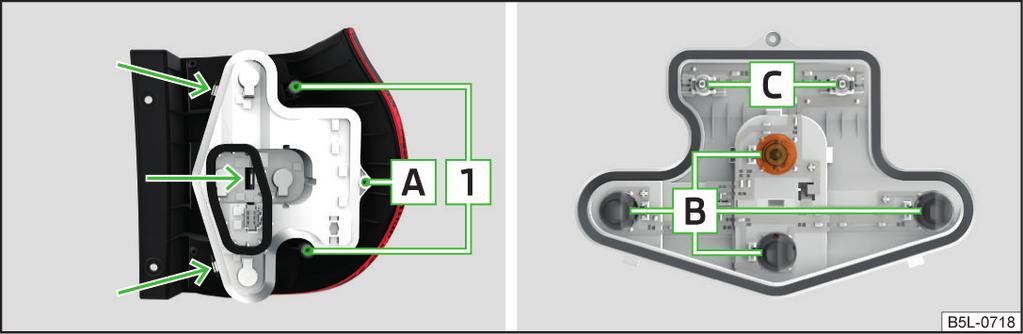 Svitare la luce» fig. 202 utilizzando la chiave Torx contenuta nell'attrezzatura di bordo» pagina 233, Attrezzatura di bordo.