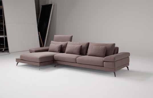 PEPE L 316 cm x P 153 cm x H 78 cm Piede in metallo Spalliera e bracciolo con cricchetto Design essenziale, linee semplici e