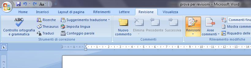 COME INSERIRE LE REVISIONI IN UN DOCUMENTO Quando la funzione revisioni è attiva è di color arancione.