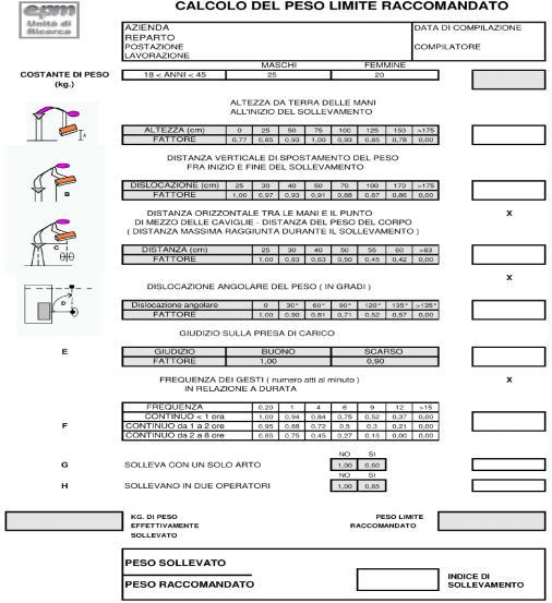 ISO 11228-1 MASSA DI RIFERIMENTO A.R.P.E STUDIO ING.