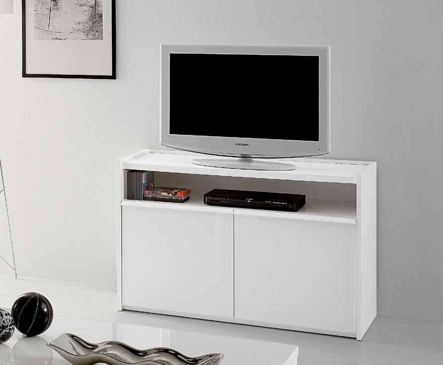 ghiaccio TV cabinet, white laquered Finitura frontale Frontal Finish