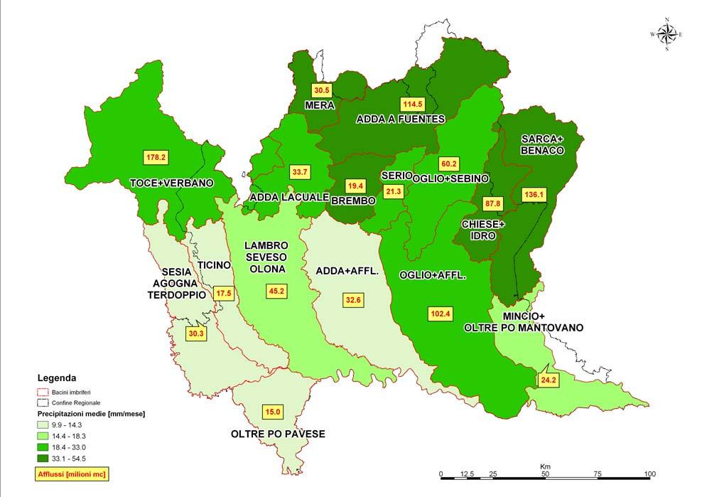 AFFLUSSI PRECIPITAZIONI Periodo Afflussi dal 01/01/06 al 30/06/06 in milioni di mc Bacino Idrografico Toce+ Verbano (1) Mera Adda N totale (2) Brembo Serio Oglio Nord Chiese Sarca+ Benaco Pianura (3)