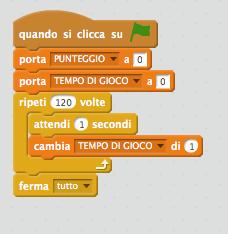 8-IL TEMPO DI GIOCO......DECIDI CHE IL GIOCO DURA 120 SECONDI,...INSEGNA AL PC A CONTARE I SECONDI DA 1 A 120, UNO ALLA VOLTA,.