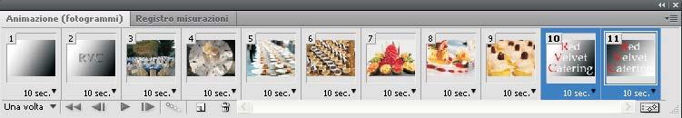 fotogrammi da 1 a 9 (fare clic sul primo fotogramma, premere il tasto Maiuscolo (Shift) e fare clic