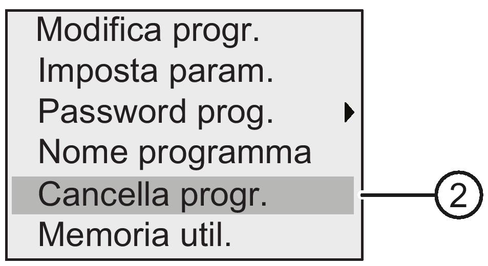 14 Eliminazione del programma di comando e della password Per eliminare un programma di comando e la rispettiva password (se ne è stata definita una) procedere come