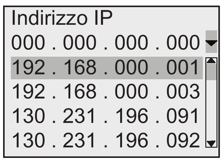 Programmazione di 3.9 Spazio di memoria e dimensioni del programma di comando 5. Per immettere l'indirizzo IP premere OK.