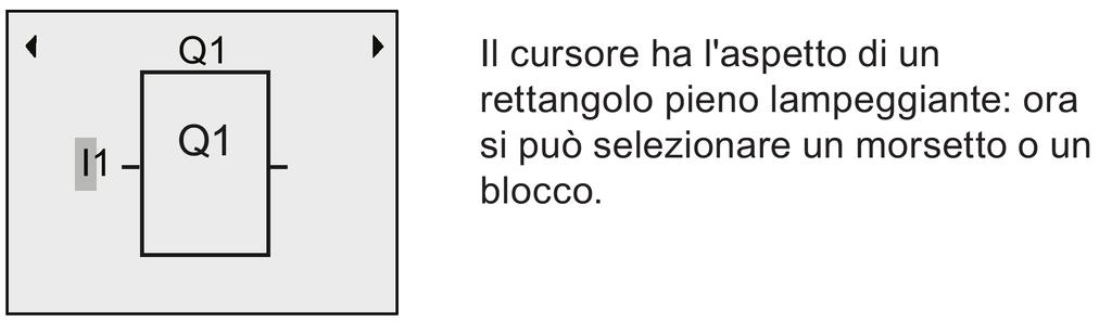 Il cursore indica il punto del programma di comando in cui ci si trova e può essere spostato con i tasti,, e.