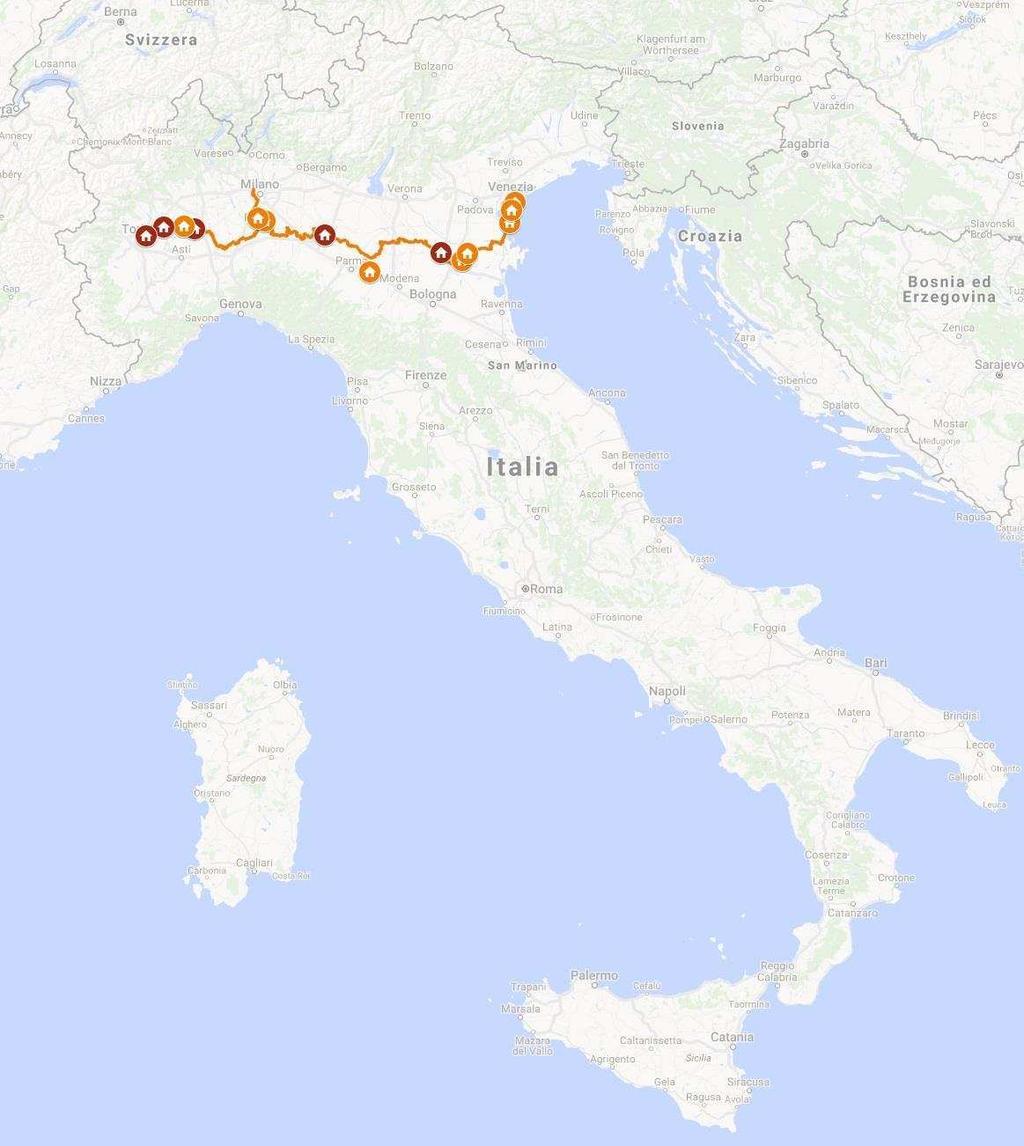 Ciclovia VEnTO 15 immobili coinvolti E un tracciato di circa 680 km che collega Venezia a Torino.