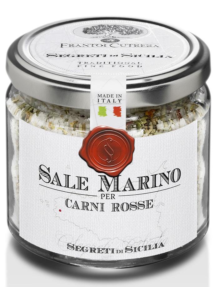 41 SALE MARINO DI SICILIA PER PESCE SICILIAN SEA SALT FOR FISH Sale marino (prodotto nelle saline siciliane) aromatizzato con erbe mediterranee essiccate.