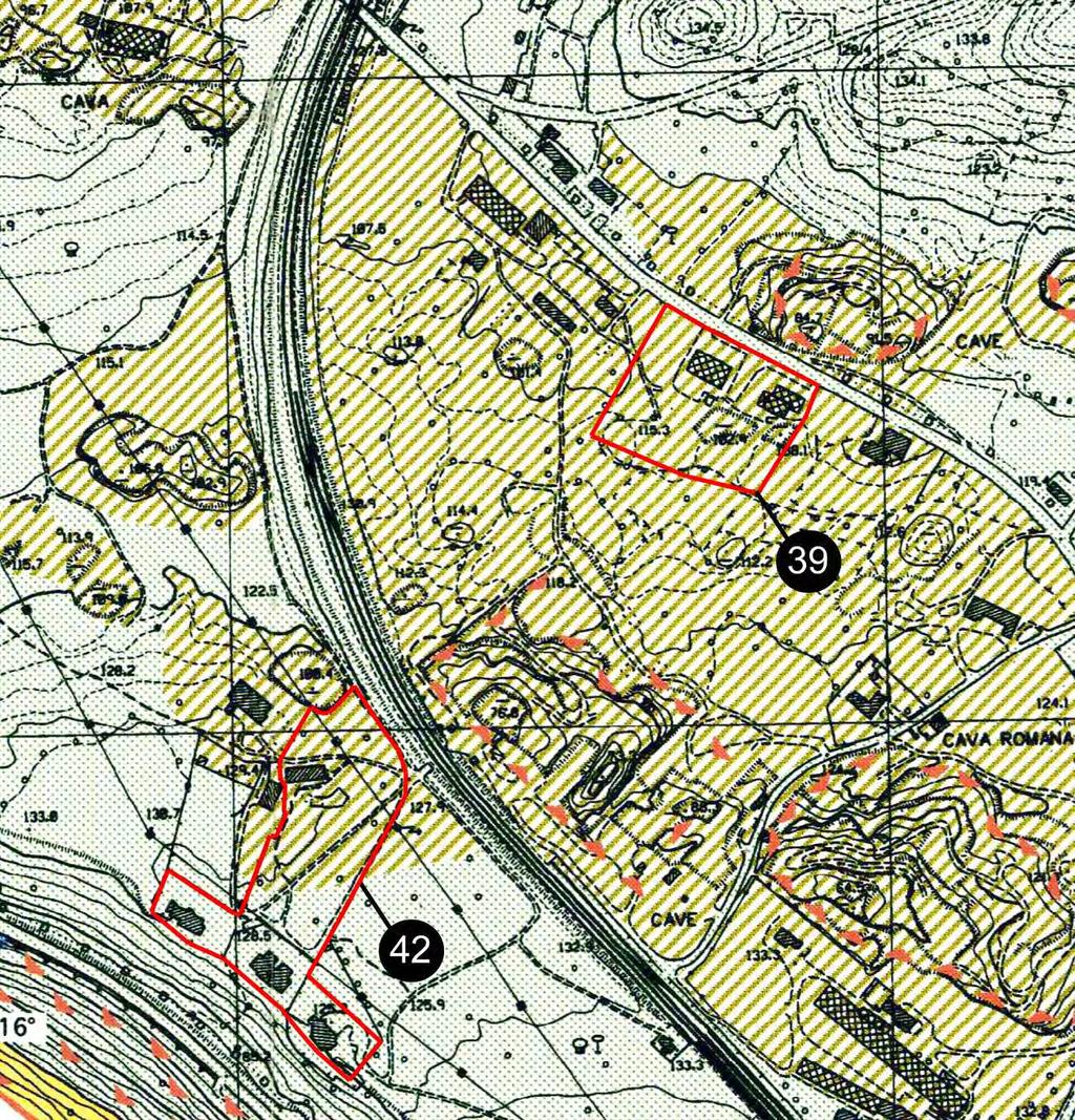 Siti 39 e 42 Estratto dalla CARTA DELLE UNITA LITOLOGICHE E DEI PRINCIPALI FENOMENI GEOMORFOLOGICI STUDIO