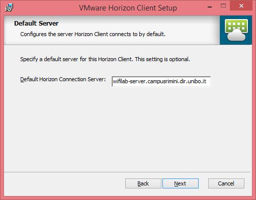 . Si proceda (pulsante Next) selezionando i valori di default, e riavviando quando richiesto. VMware Horizon Client sarà installato sul dispositivo.