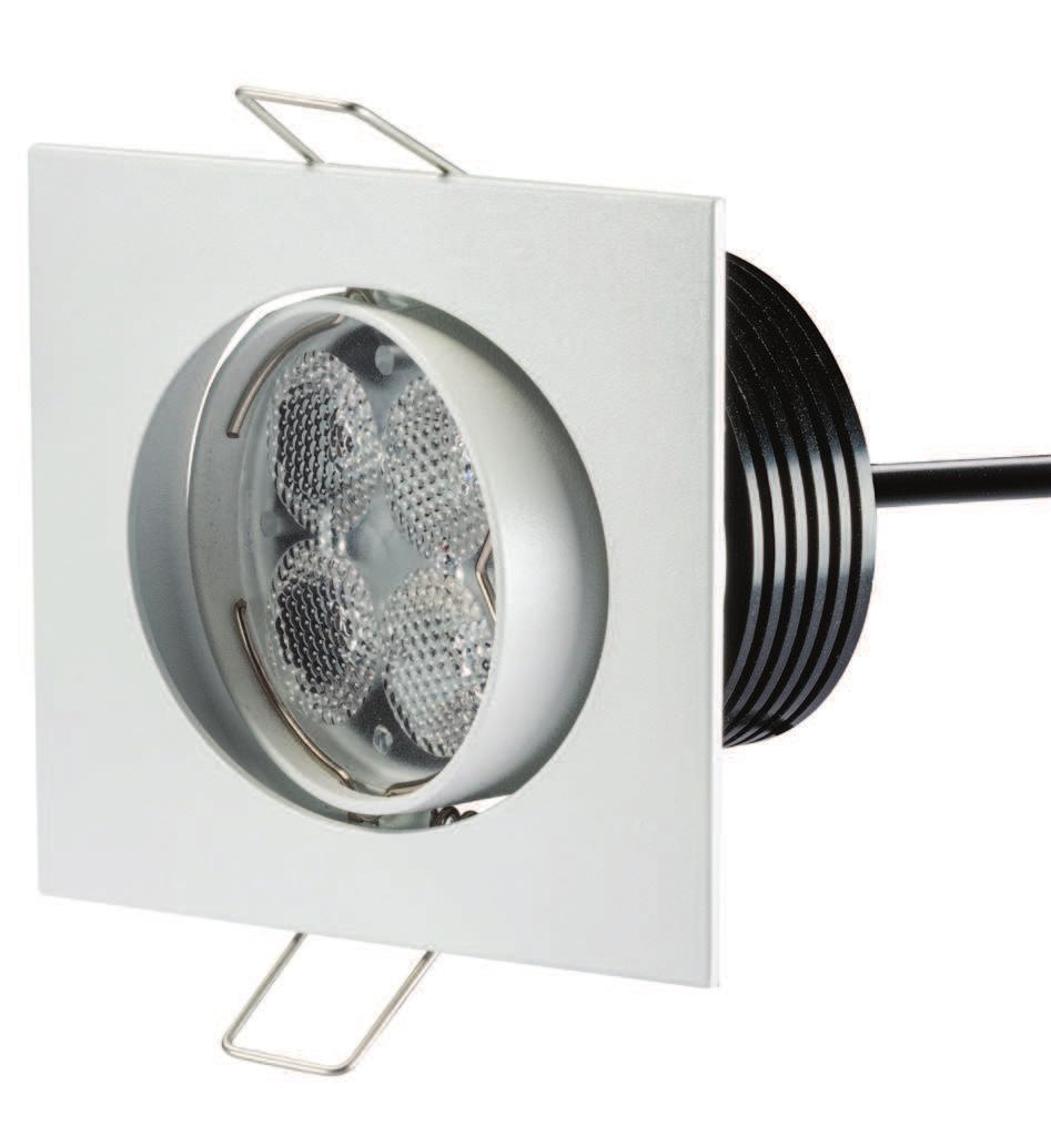 pix-q gen. 2 Faretto quadrato a LED da incasso per interni. Corpo esterno in lamiera di acciaio. 4 LED 500mA (7W tot.