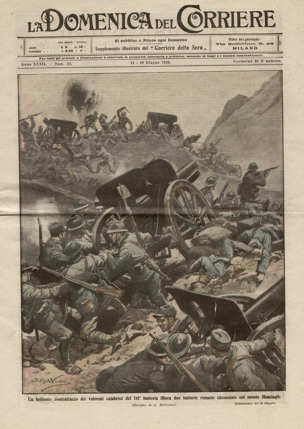 6 Copertina de La Domenica del Corriere dell 11-18 giugno 1916 col disegno di A.