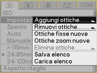 Gestione dell'elenco utenti Aggiunta di obiettivi dalla lista principale La fotocamera gestisce un elenco principale di obiettivi.