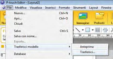 Trasferimento di modelli di etichette con P-touch Transfer Express Preparazione di P-touch Transfer Express 6 L'utente deve preparare P-touch Transfer Express per il trasferimento di modelli di