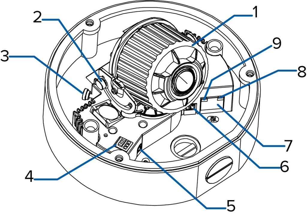 Prospettiva anteriore 1. Controllo della rotazione Consente il controllo dell'angolo dell'immagine. 2.