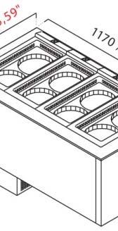 BUILT-IN PANORAMA TANK 4 pozzetti / 4 pozzetti holes 4 carapine - 7 litri