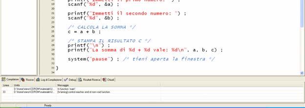 Interfaccia di Dev-C++