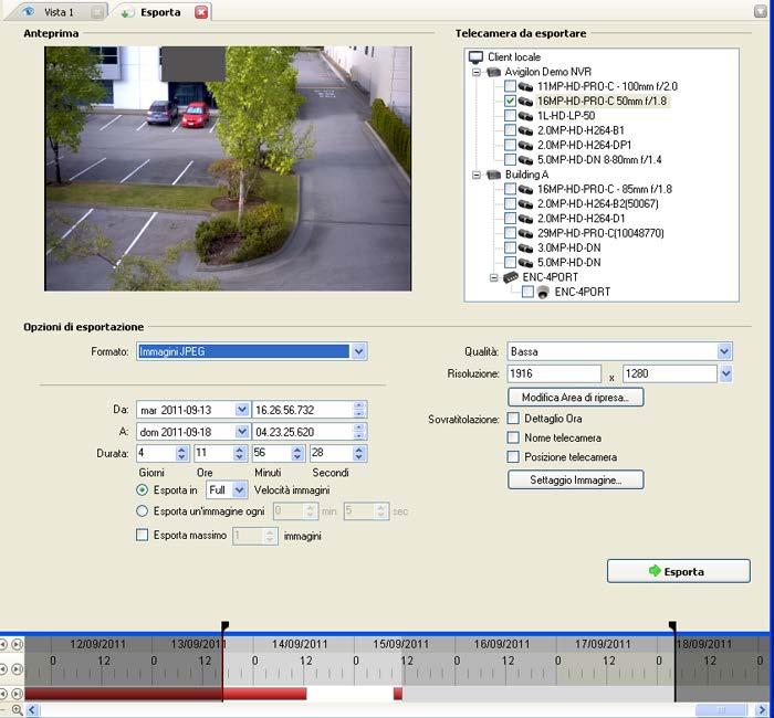 Manuale utente del Client Web Avigilon Control Center Esportazione delle immagini PNG, JPEG o TIFF Il video può essere esportato come una serie di immagini fisse nel formato PNG, JPEG o TIFF. 1.