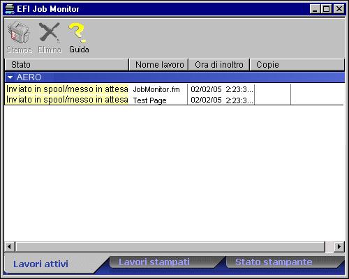 PROGRAMMI DI UTILITÀ PER LA STAMPA 29 6 Fare clic su Avvia Job Monitor. Job Monitor apre una finestra e stabilisce un collegamento a Fiery.