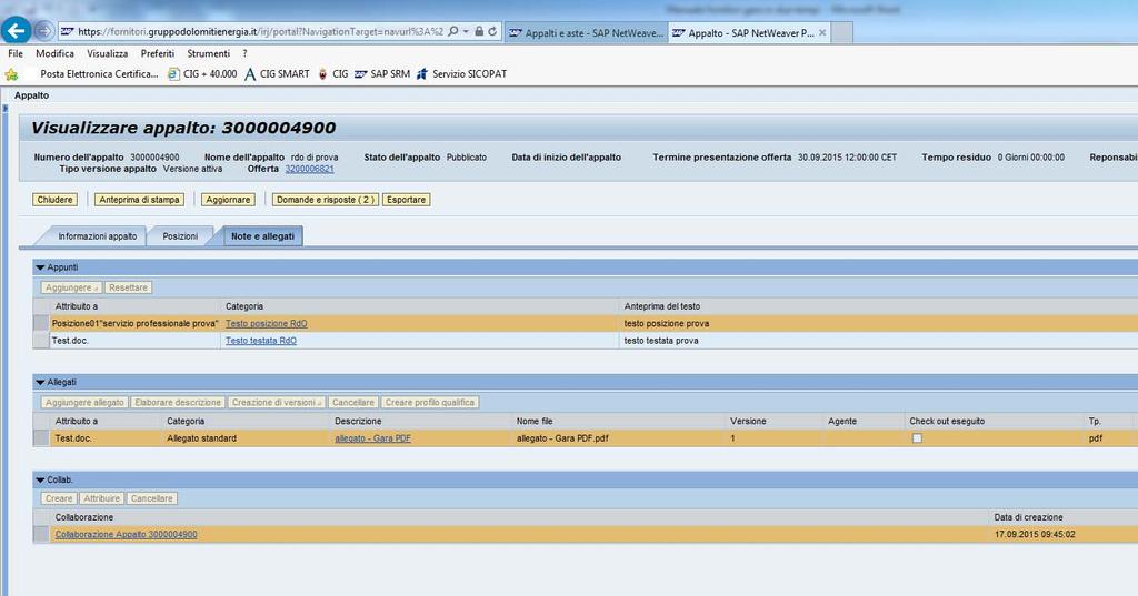 si accede in tal modo all area collaborativa dalla quale è possibile scaricare i documenti depositati dal Gruppo Dolomiti Energia 3.